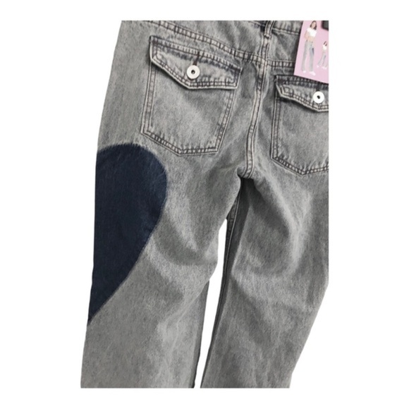 Blue wash heart shaped leg patch bootcut jeans size 9/29 new - Picture 9 of 16